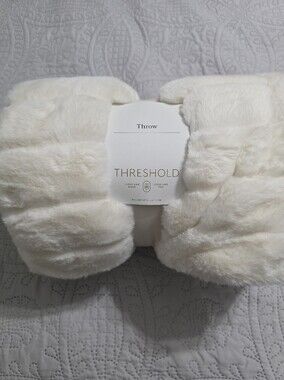 Threshold Plush Faux Fur Throw Blanket - Ivory Cream